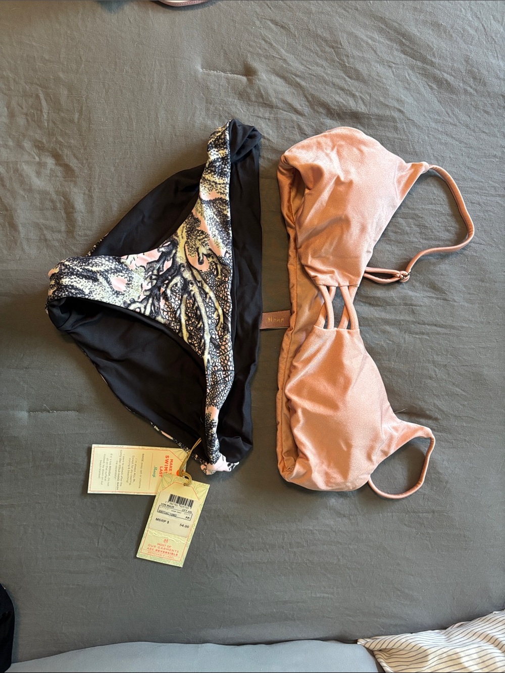 Women’s Two-Piece Swim Set in Rose and navy - Reversible Bikini